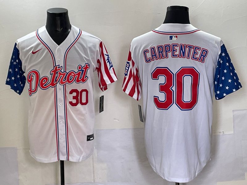Men Detroit Tigers 30 Carpenter White National Flags 2025 Nike MLB Jersey style 4
